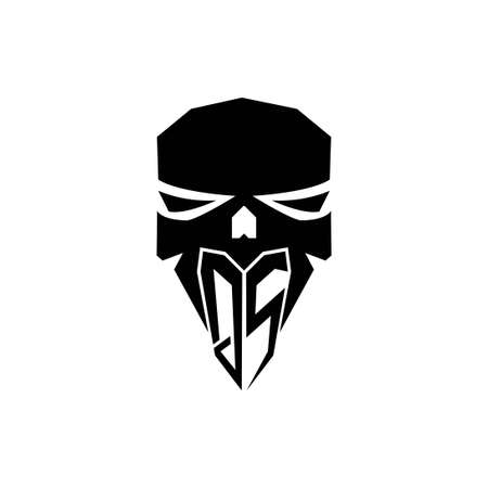 QS Initial ESport gaming logo. Modern head Skull shape template vector logoのイラスト素材