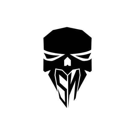SN Initial ESport gaming logo. Modern head Skull shape template vector logoのイラスト素材