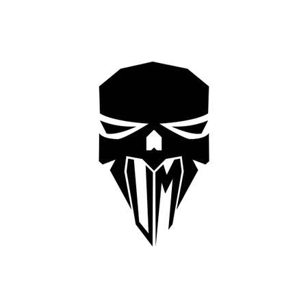 UM Initial ESport gaming logo. Modern head Skull shape template vector logoのイラスト素材