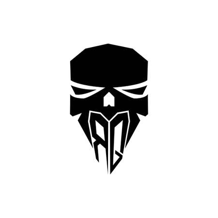 RQ Initial ESport gaming logo. Modern head Skull shape template vector logoのイラスト素材