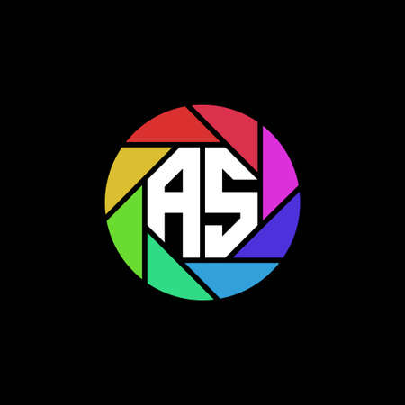 AS Monogram Logo Letter Geometric Polygonal lens rainbow circle shape styleのイラスト素材