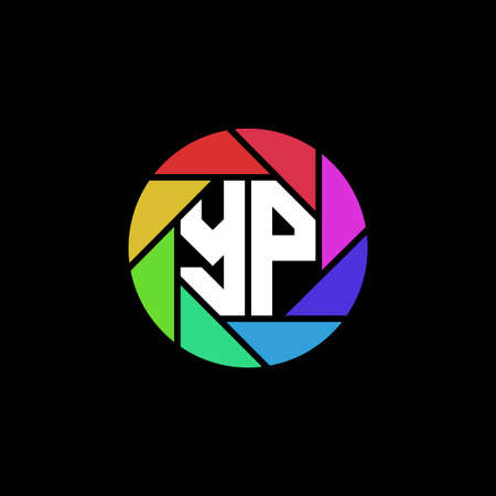 YP Monogram Logo Letter Geometric Polygonal lens rainbow circle shape styleのイラスト素材
