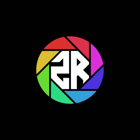 ZR Monogram Logo Letter Geometric Polygonal lens rainbow circle shape styleのイラスト素材