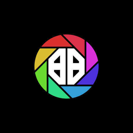 BB Monogram Logo Letter Geometric Polygonal lens rainbow circle shape styleのイラスト素材