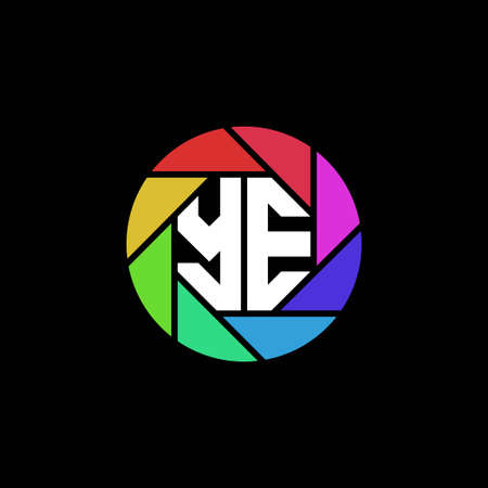 YE Monogram Logo Letter Geometric Polygonal lens rainbow circle shape styleのイラスト素材
