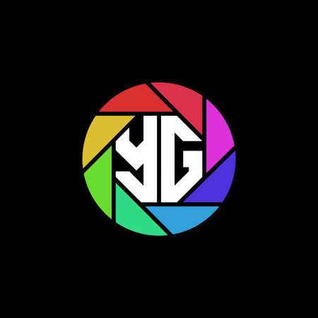 YG Monogram Logo Letter Geometric Polygonal lens rainbow circle shape styleのイラスト素材