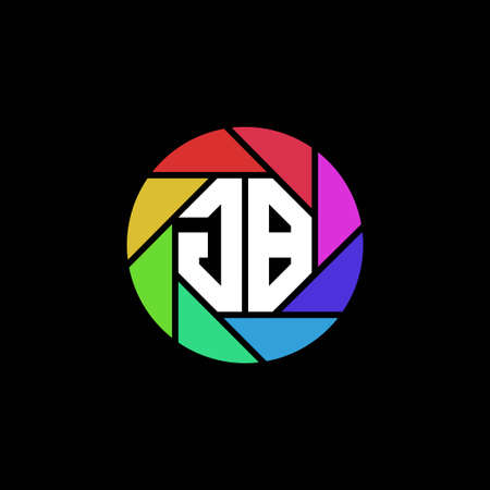 GB Monogram Logo Letter Geometric Polygonal lens rainbow circle shape styleのイラスト素材