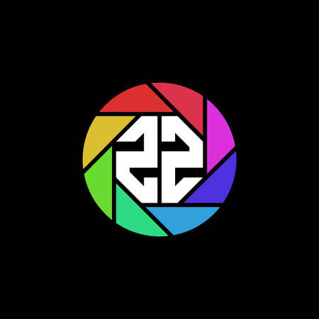 ZZ Monogram Logo Letter Geometric Polygonal lens rainbow circle shape styleのイラスト素材