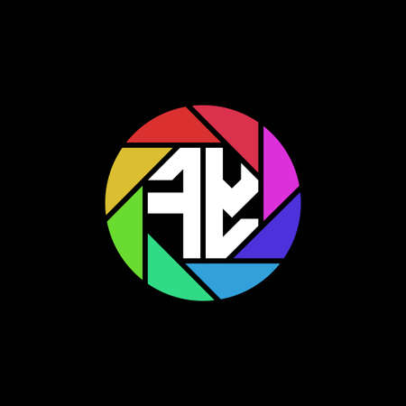 FY Monogram Logo Letter Geometric Polygonal lens rainbow circle shape styleのイラスト素材