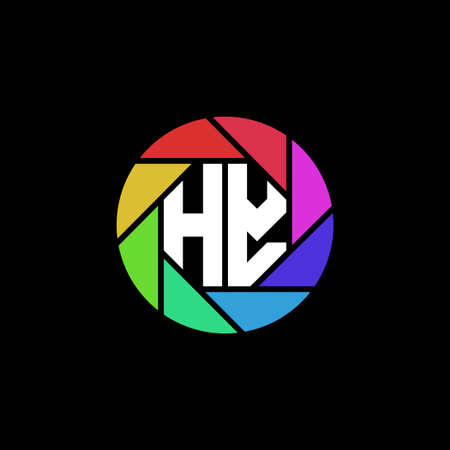 HY Monogram Logo Letter Geometric Polygonal lens rainbow circle shape styleのイラスト素材