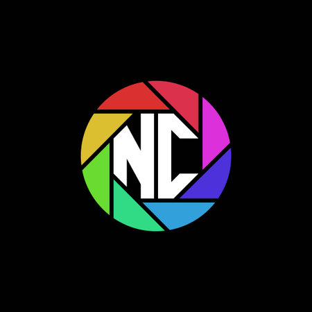 NC Monogram Logo Letter Geometric Polygonal lens rainbow circle shape styleのイラスト素材