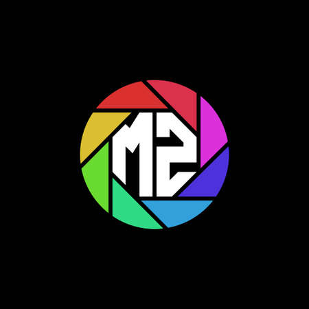MZ Monogram Logo Letter Geometric Polygonal lens rainbow circle shape styleのイラスト素材