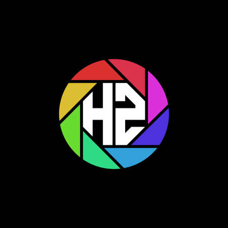 HZ Monogram Logo Letter Geometric Polygonal lens rainbow circle shape styleのイラスト素材