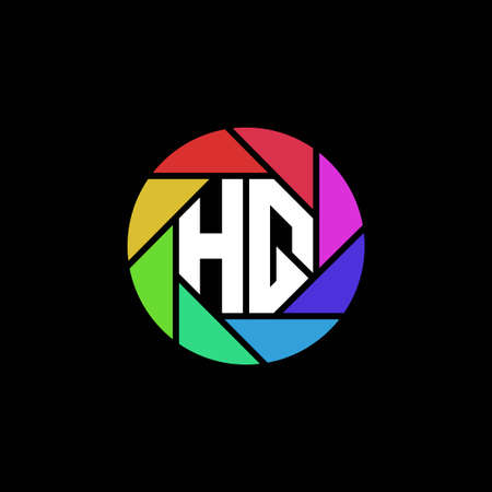HQ Monogram Logo Letter Geometric Polygonal lens rainbow circle shape styleのイラスト素材
