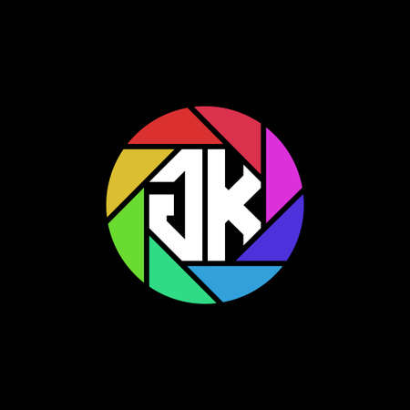 GK Monogram Logo Letter Geometric Polygonal lens rainbow circle shape styleのイラスト素材