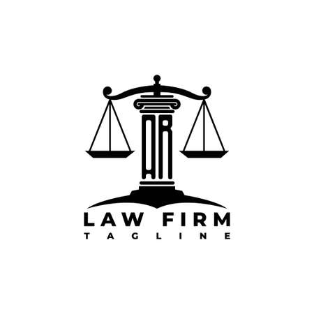 AR Monogram Logo Letter Pillars Geometric shape style vector, Law Firm Companyのイラスト素材