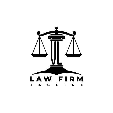 VL Monogram Logo Letter Pillars Geometric shape style vector, Law Firm Companyのイラスト素材