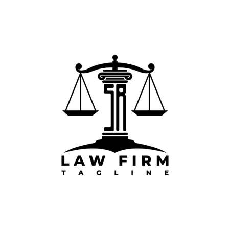 SR Monogram Logo Letter Pillars Geometric shape style vector, Law Firm Companyのイラスト素材