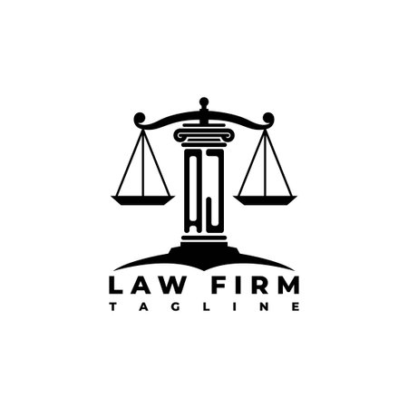 AJ Monogram Logo Letter Pillars Geometric shape style vector, Law Firm Companyのイラスト素材