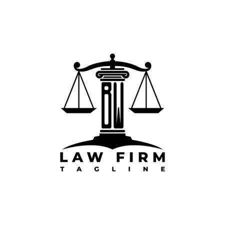 BW Monogram Logo Letter Pillars Geometric shape style vector, Law Firm Companyのイラスト素材
