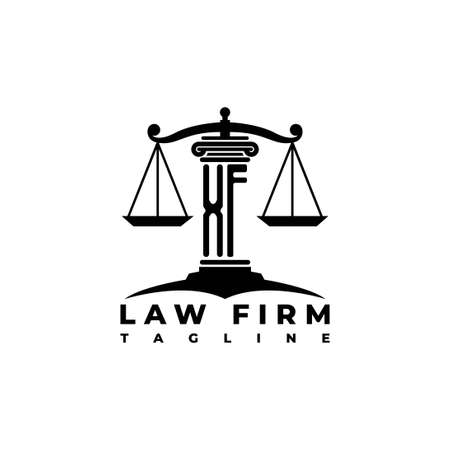XF Monogram Logo Letter Pillars Geometric shape style vector, Law Firm Companyのイラスト素材