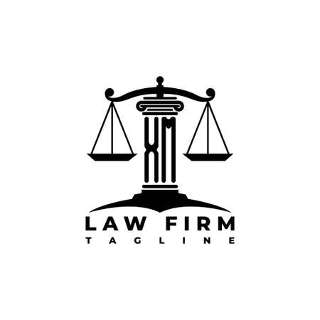 XM Monogram Logo Letter Pillars Geometric shape style vector, Law Firm Companyのイラスト素材