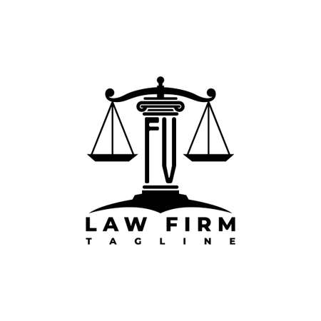 FV Monogram Logo Letter Pillars Geometric shape style vector, Law Firm Companyのイラスト素材