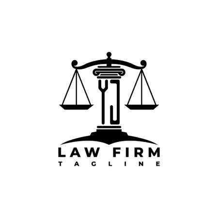 YJ Monogram Logo Letter Pillars Geometric shape style vector, Law Firm Companyのイラスト素材