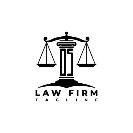 OS Monogram Logo Letter Pillars Geometric shape style vector, Law Firm Companyのイラスト素材