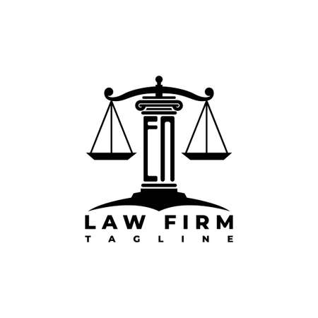 EN Monogram Logo Letter Pillars Geometric shape style vector, Law Firm Companyのイラスト素材