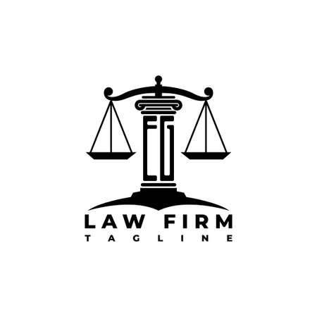EG Monogram Logo Letter Pillars Geometric shape style vector, Law Firm Companyのイラスト素材