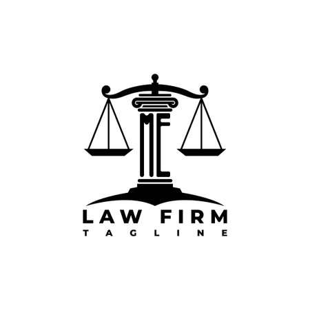 ME Monogram Logo Letter Pillars Geometric shape style vector, Law Firm Companyのイラスト素材