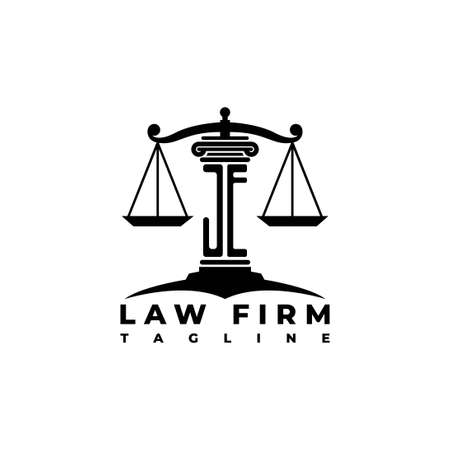 JE Monogram Logo Letter Pillars Geometric shape style vector, Law Firm Companyのイラスト素材