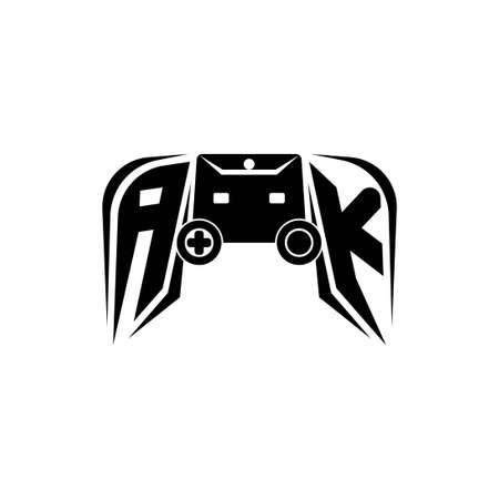 AK Initial ESport gaming logo. Game console shape style vector templateのイラスト素材