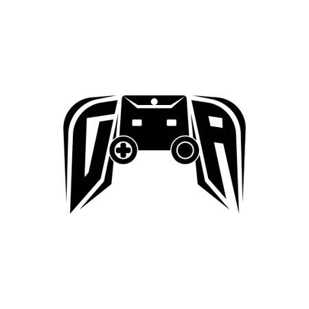 DA Initial ESport gaming logo. Game console shape style vector templateのイラスト素材