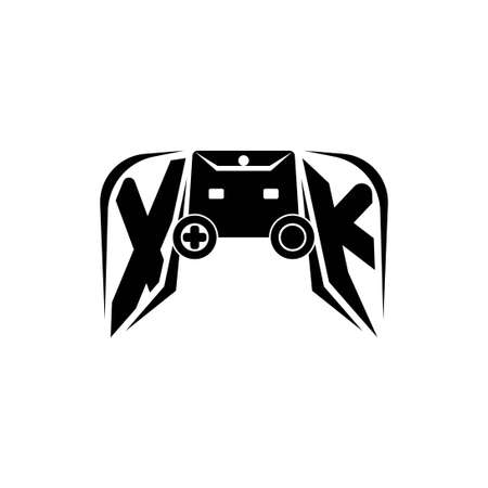 XK Initial ESport gaming logo. Game console shape style vector templateのイラスト素材