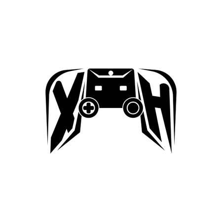 XH Initial ESport gaming logo. Game console shape style vector templateのイラスト素材