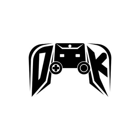 OK Initial ESport gaming logo. Game console shape style vector templateのイラスト素材