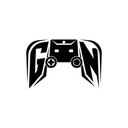 GN Initial ESport gaming logo. Game console shape style vector templateのイラスト素材
