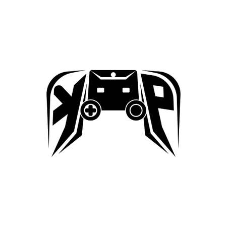 KP Initial ESport gaming logo. Game console shape style vector templateのイラスト素材
