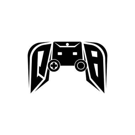 QB Initial ESport gaming logo. Game console shape style vector templateのイラスト素材