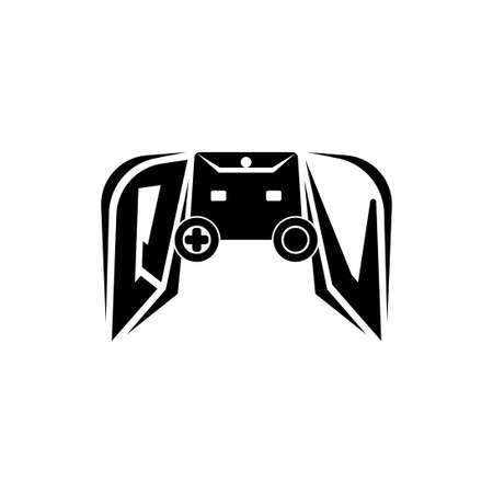 QV Initial ESport gaming logo. Game console shape style vector templateのイラスト素材