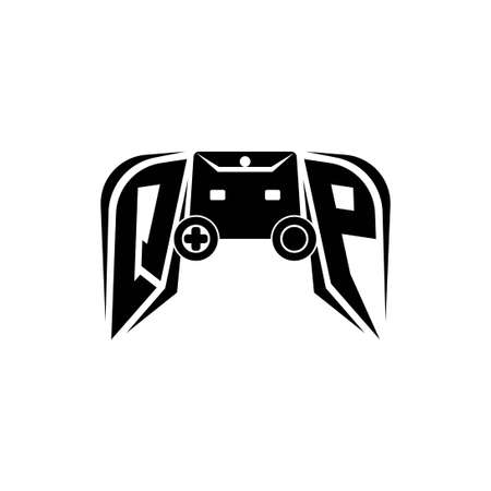 QP Initial ESport gaming logo. Game console shape style vector templateのイラスト素材