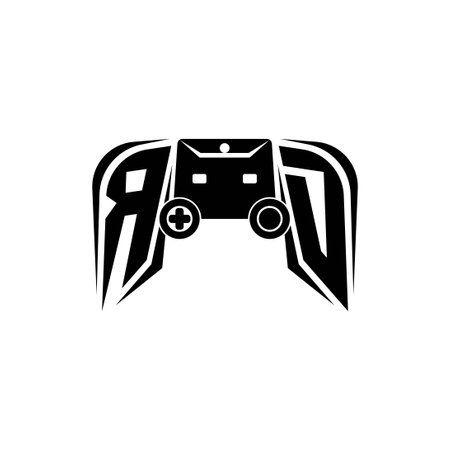 RD Initial ESport gaming logo. Game console shape style vector templateのイラスト素材