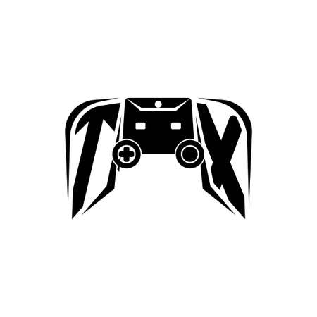 TX Initial ESport gaming logo. Game console shape style vector templateのイラスト素材