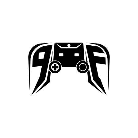 PF Initial ESport gaming logo. Game console shape style vector templateのイラスト素材