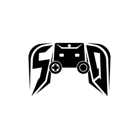 SQ Initial ESport gaming logo. Game console shape style vector templateのイラスト素材