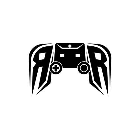RR Initial ESport gaming logo. Game console shape style vector templateのイラスト素材