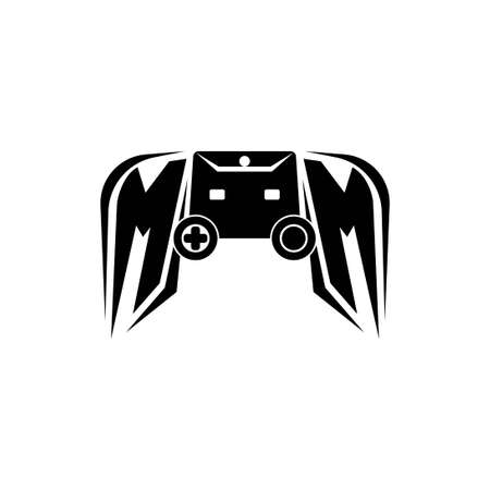 MM Initial ESport gaming logo. Game console shape style vector templateのイラスト素材