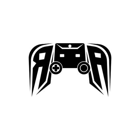 RA Initial ESport gaming logo. Game console shape style vector templateのイラスト素材